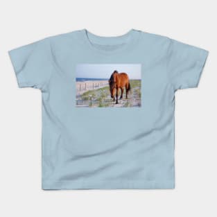 Wild horses, wildlife, Assateague Island, Mystic Beauty Kids T-Shirt